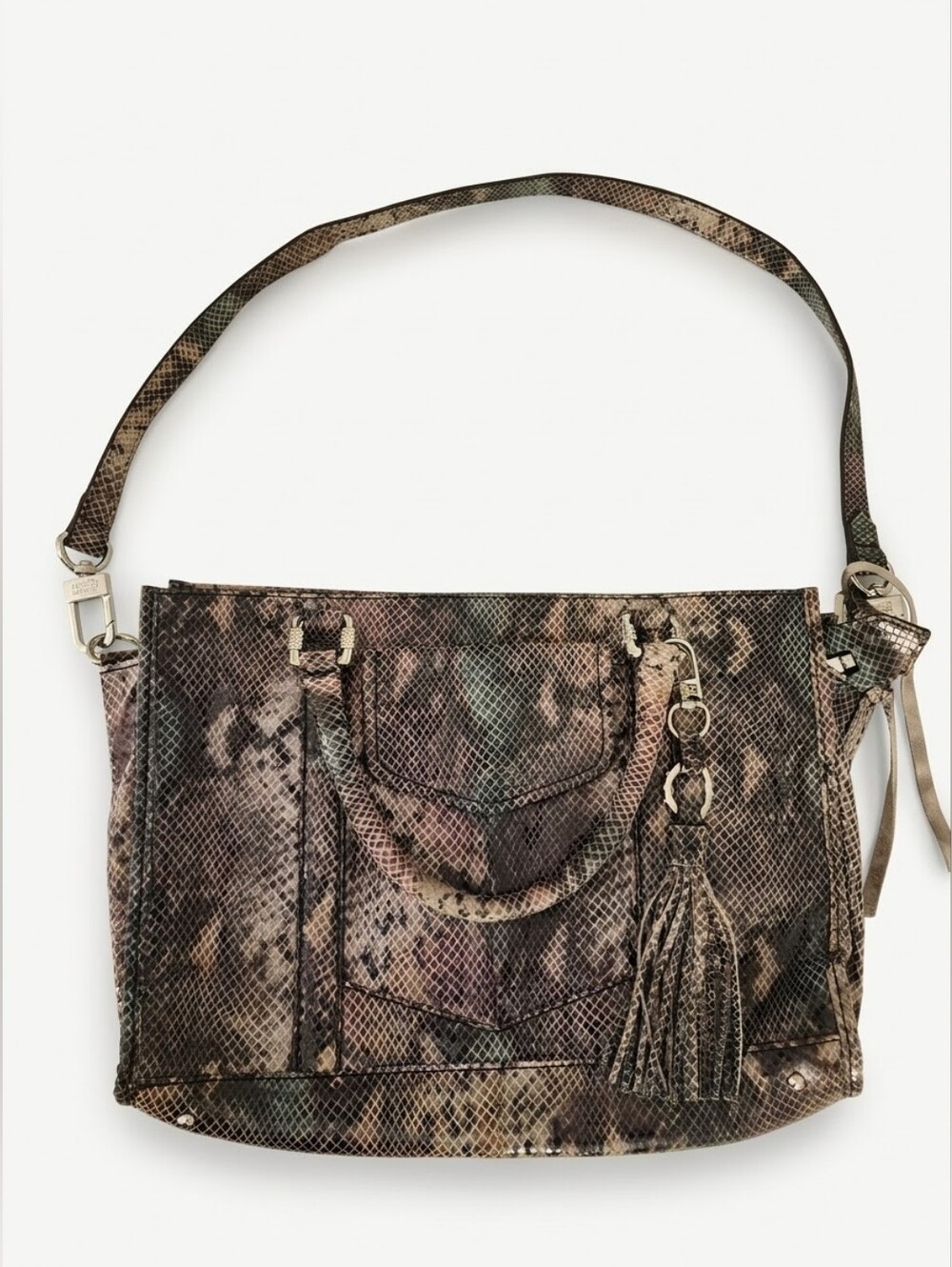 NWOT Aimee Kestenberg Snake Print Leather Convertible Satchel Bag